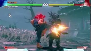 STREET FIGHTER V - Akuma - Neutral Jump, Corner Escape Combo.