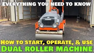 How to start turn on operate use Hamm HD-12 dual vibrating roller compaction machine tandem drum 12