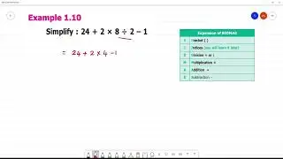 6 TN Maths TERM I  1. NUMBERS       Example 1.10 Simplify : 24 + 2 &times; 8 &divide; 2 &ndash; 1