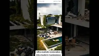 An abandoned, trash filled modern villa breathtaking restoration to ultra realistically #photoreal