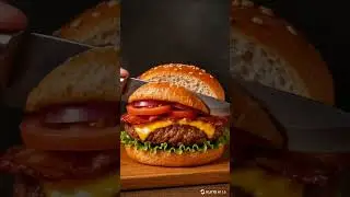 #asmr#satisfying #burger#enjoying #yummy #cutting #knife#soothing #petty #soothing #food#juicy#hand
