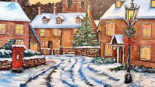 Winter Wonderland A Scenic Christmas Village Landscape In Acrylics Time-lapse Painting
