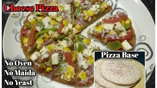 Cheese Pizza With Pizza Base At Home Without Oven Without Maida Without Yeast- Abhigya's Kitchen