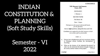 Indian Constitution and Planning (Soft Study Skills) Sem -VI 2022 Tripura University Question Paper