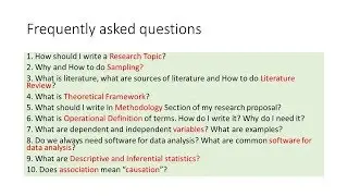 10 Frequently Asked Questions in Research Methodology