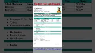Student First Job Resume Example | Word Format