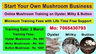 Online Mushroom Training on Oyster, Milky and Button Mushroom ! #mushroomfarming #buttonmushroom