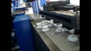 Automatic milk bottles making machine auto-deflashing + auto neck cutting