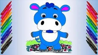 Hippo Coloring Page for Kids Color Cute Animals Fun & Creative for Kids on Lapushok TV