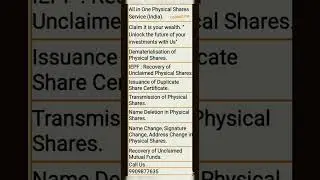 For Any type Physical Shares query Text.... #IEPF 5 #DUPLICATE SHARE #TRANSMISSION #LOSS OF SHARES