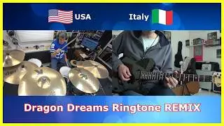 FULL DRUM & GUITAR COVER: Dragon Dreams RINGTONE Remix! 🇺🇸 🇮🇹 Collab Riff #drums #guitar #ringtone