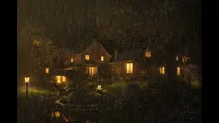 🌧️ Heavy Rain at Night | Cozy House Lights | 8 Hours of Deep Sleep Sounds