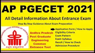 AP PGECET 2021 - Notification, Dates, Application, Eligibility, Admit Card, Pattern, Syllabus