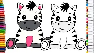 Draw cute ZEBRA 🦓 🦓 | Step by Step | Easy drawing for kids