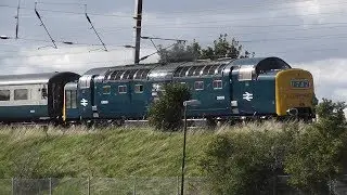 D9009 on the Deltic Retro Scot III through Dunbar, 25/08/18