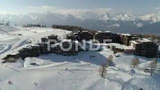 Thyon Valais Suisse 4K drone Royalty free stock video footage