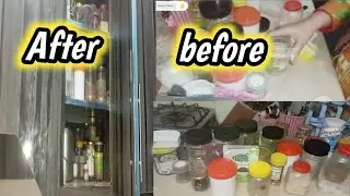 Kitchen cabinet cleaning| Spice cabinet organizationکیبنٹ صفائی| مسالے ترتیب