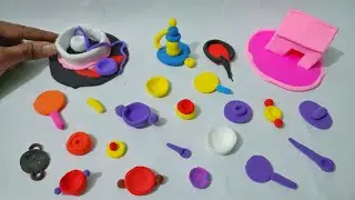 DIY How to make polymer clay miniature house | kitchen set | Tree | Clay | Woman | Well