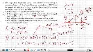 Alpha and Beta calculations of the Hypothesis test - Mid 1 Ex 1