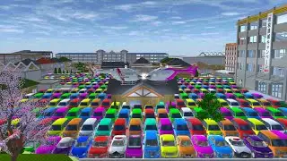 ALL REINBOW SUPER CAR COLLECTION WITH HELICOPTER 😍✅AT SECRET PLACE 😱🤯🚔🚒✅. SAKURASCHOOLSIMULATOR 🚔🚒😍🤣