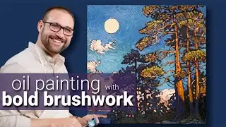 Painting Sunset Trees and Rising Moon (full PAINTING THERAPY session)