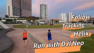 Run with DJI Neo. Tracking, follow, helix.