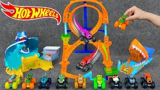 HOT WHEELS ASMR 🔥 98 Mins Hot Wheels Action Vertical-8 Jump Track Set & Color Shifters Sharkport Set