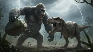 Dinosaur vs Giant Gorilla | Who Wins? Realistic CGI Monster Battle (Full Fight)