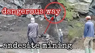 dangerous way to mine rock‼️looking for andesite stone
