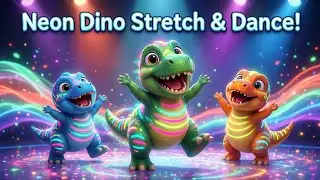 Neon Dino Dance Party! 🦖 | Fun Action Song for Kids | RocketRhyme TV