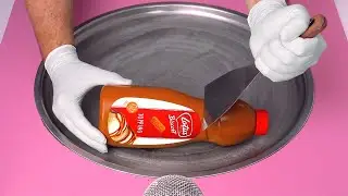 Ice Cream Experiment: making Ice Cream out of Ice Cream Sauce - with Lotus Biscoff Topping | ASMR
