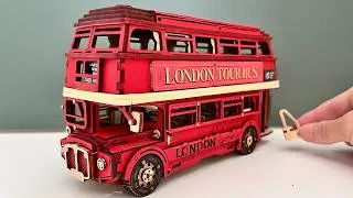 I Built a Tiny London Tour Bus! 🚌 Miniature Dollhouse Kit Assembly| Rolife London Tour Bus 3D Puzzle