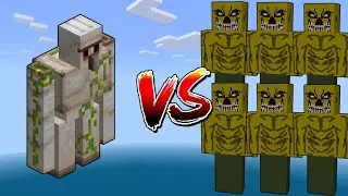 Iron Golem VS Army of Yellow Zombies in Minecraft BE/PE