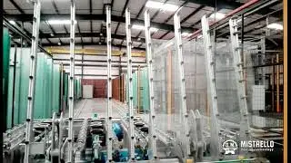 Mistrello Glass Moving Technology   Telescopic loader picks a new glass plate and manages a remnant