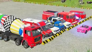 ALL Mixer Trucks with Double Flatbed Trailer | Scania & Mercedes | FS22 Mods #683