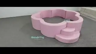 Globalltoy Pink Flower Soft Play Fence with Steps | PU Foam Toddler Playpen for Daycare & Montessori