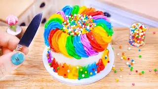 Tiny Sweet Chocolate Cake Decorating With Rainbow Buttercream 🍰🌟 Miniature Cakes DA