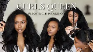 QUICK FLIP OVER METHOD USING COURSE KINKY BLOWOUT TEXTURE CLIP-INS |Protective Style| CurlsQueen