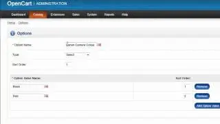 Opencart - adding a product with options, eg. colour