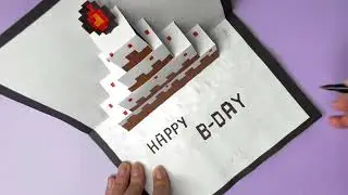 DIY Minecraft Pop Up Birthday Cake Card 😻 Cute Gift Idea 😻 Paper Craft