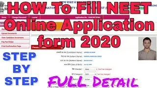 How To Fill Neet Online Application form 2020,NEET Online Application form kaise bhare,