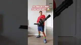 This Minigun Is Cardboard?! 🤯 #cardboardgun #diy #transformation #nerf #airsoft #teen