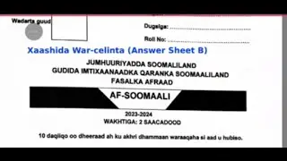 Imtixaanka Af-Soomaaliga ee 2024 || Warcelin