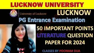 Lucknow University PGET MA English Entrance Exam 4th PDF to prepare 50 Important Points Explained