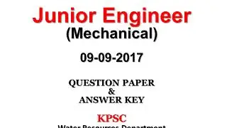 KPSC Water Resources Department JE Mechanical Question paper with answer key