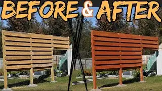 Staining our DIY 8-foot Privacy Wall