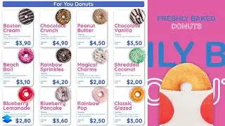 Donut Menu Board Design - Digital Menu Board After Effect Template -  Signage Stock