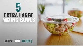 Best Extra Large Mixing Bowls [2018]: 50-Pack 32oz Plastic Disposable Salad Bowls with Lids -