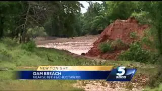 Dam breach causes flooding, road damage in Choctaw