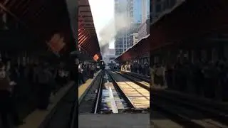 Steam Locomotive #765 pulls &ldquo;Joliet Rocket&rdquo; into LaSalle St. Station Chicago IL